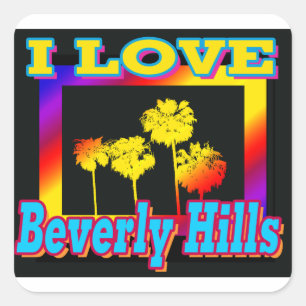 I LOVE Beverly Hills Palm Trees in the Box Sticker