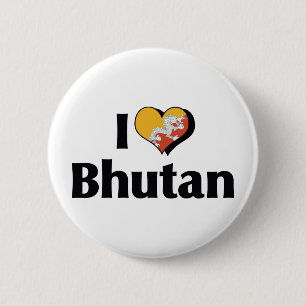 I Love Bhutan Flag 6 Cm Round Badge