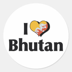 I Love Bhutan Flag Classic Round Sticker