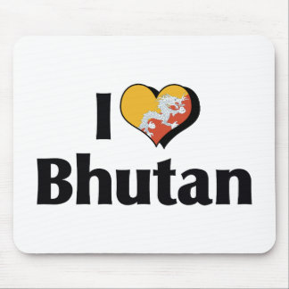 I Love Bhutan Flag Mouse Pad