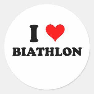 I Love Biathlon Classic Round Sticker