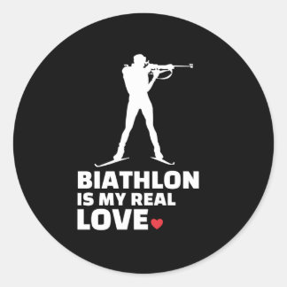 I love biathlon Stylish biathlon silhouette Classic Round Sticker