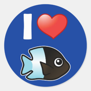 I Love Bicolor Damselfish Classic Round Sticker