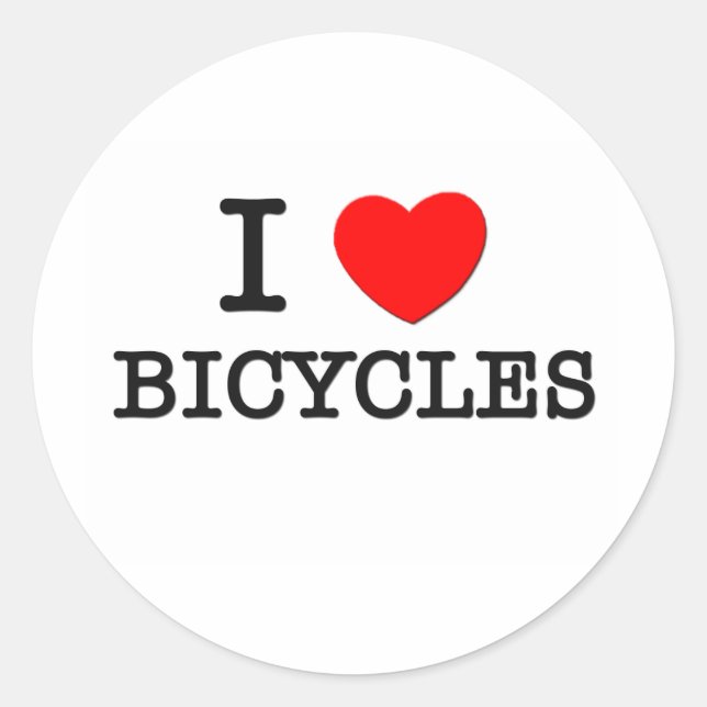 I Love Bicycles Classic Round Sticker (Front)