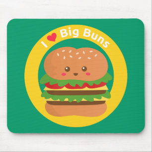 I Love Big Buns, Kawaii Big Burger Mouse Pad