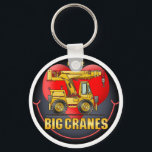 I Love Big Cranes Key Chain<br><div class="desc">This crane truck is one of many construction equipment gifts featuring construction equipment images by artist, Richard Neuman. Every piece of heavy equipment is drawn in high detail yet always has a touch of whimsy. His unique work is in homes and offices in every state and around the world. Enjoy!...</div>