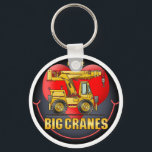 I Love Big Cranes Key Chain<br><div class="desc">This crane truck is one of many construction equipment gifts featuring construction equipment images by artist, Richard Neuman. Every piece of heavy equipment is drawn in high detail yet always has a touch of whimsy. His unique work is in homes and offices in every state and around the world. Enjoy!...</div>
