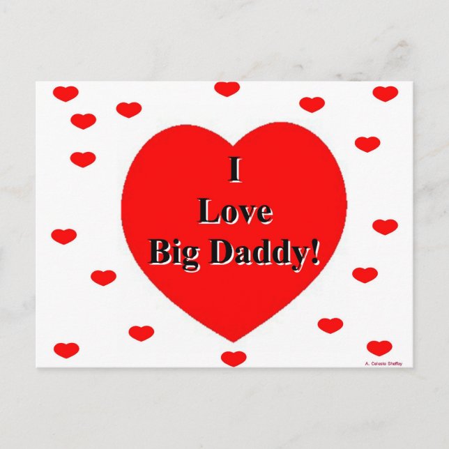 I Love Big Daddy Hearts Postcard (Front)