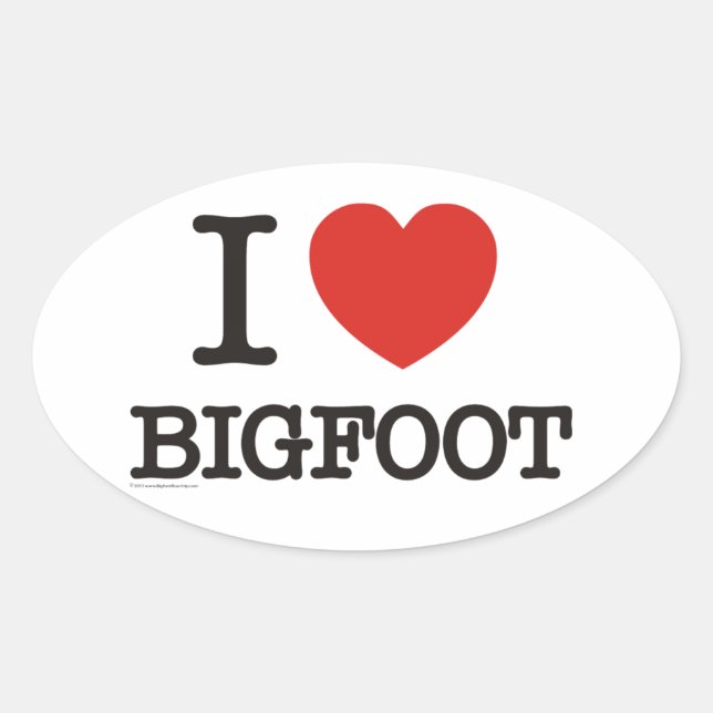 I Love Bigfoot Oval Sticker (Front)