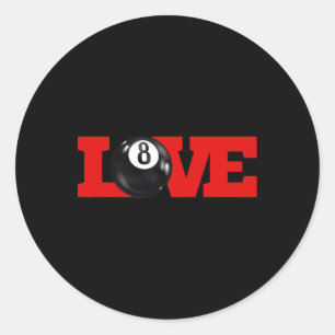 I Love Billiards 8 Ball Pool Player Carom English Classic Round Sticker