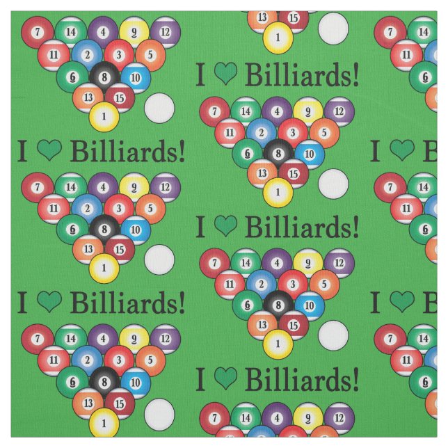 I Love Billiards Fabric (Swatch)