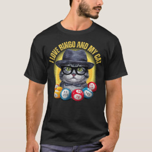 I Love Bingo And My Cat Bingo Player Group Matchin T-Shirt