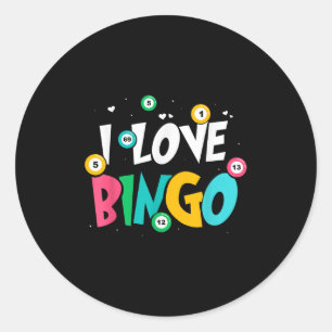 I Love Bingo Game Lover Player Humour Classic Round Sticker