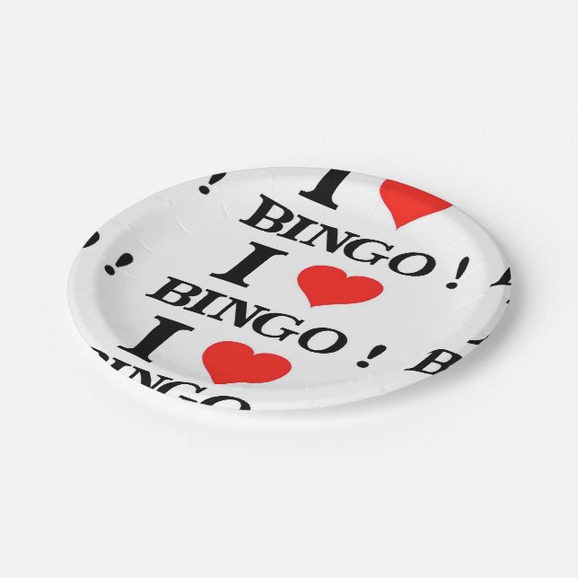 I Love Bingo Paper Plate (Angled)