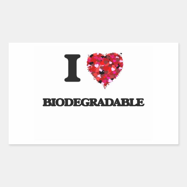 I Love Biodegradable Rectangular Sticker (Front)