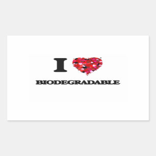 I Love Biodegradable Rectangular Sticker