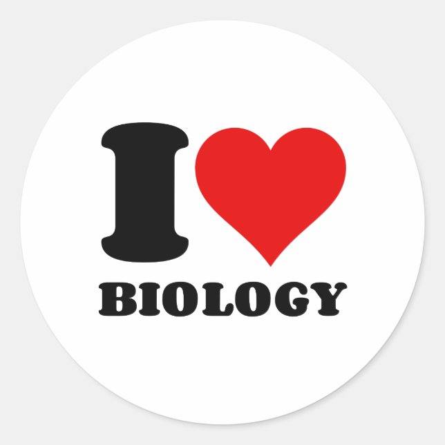 I LOVE BIOLOGY CLASSIC ROUND STICKER (Front)