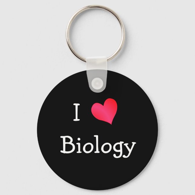 I Love Biology Key Ring (Front)