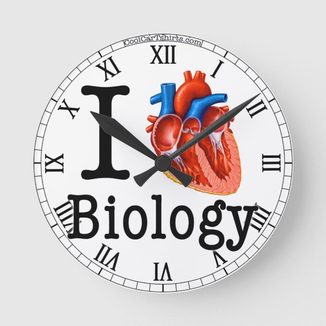 I Love Biology Round Clock (Front)