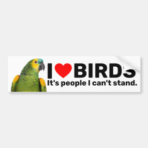 I Love Birds Parrot Bumper Sticker