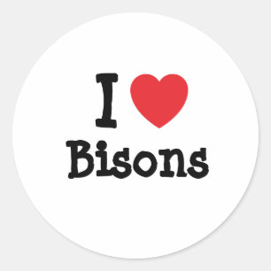 I love Bisons heart custom personalised Classic Round Sticker
