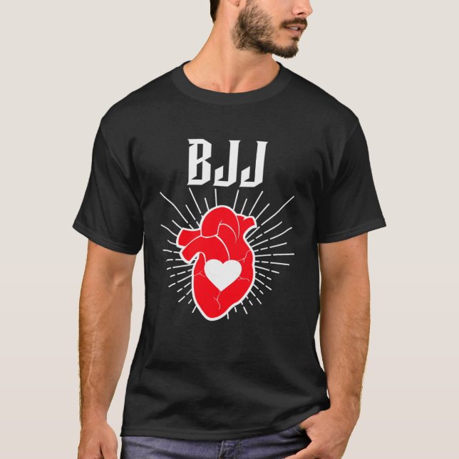 I Love BJJ Heart Jiu Jitsu Muay Thai MMA Wrestling T-Shirt (Front)