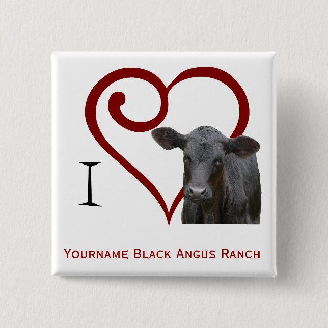 I love Black Angus Beef 15 Cm Square Badge (Front)