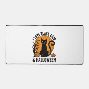 I Love Black Cats Halloween Vintage Shirt Design_1 Desk Mat
