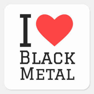 I love black metal square sticker