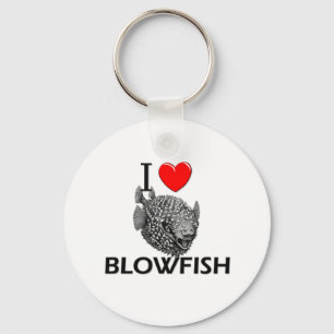 I Love Blowfish Key Ring