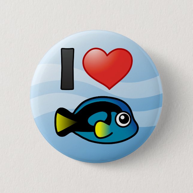 I Love Blue Tang 6 Cm Round Badge (Front)