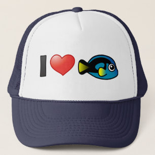 I Love Blue Tang Trucker Hat