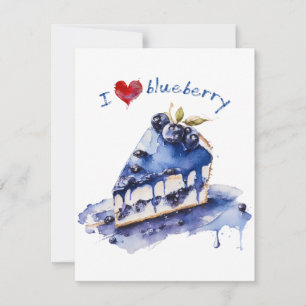 I Love Blueberry TShirt, Blueberry Cake Watercolor Holiday Card