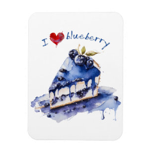 I Love Blueberry TShirt, Blueberry Cake Watercolor Magnet