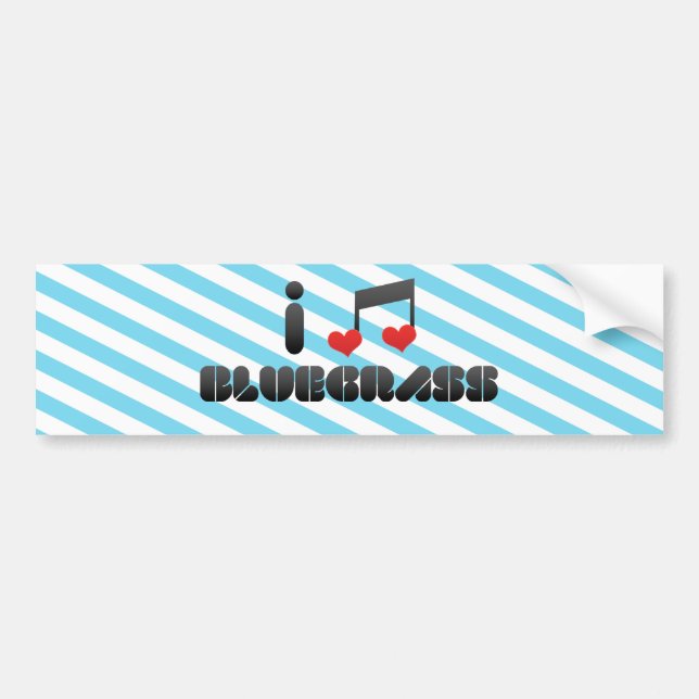 I Love Bluegrass Bumper Sticker (Front)