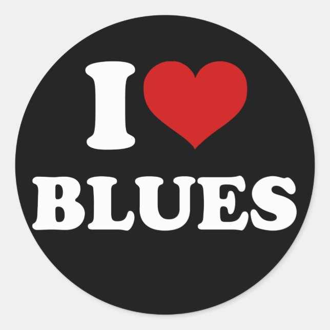 I Love Blues Classic Round Sticker (Front)