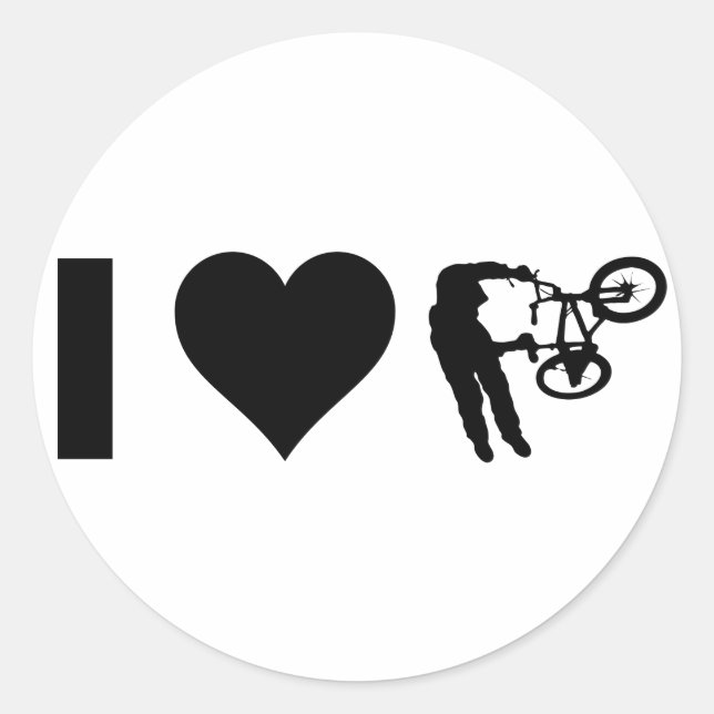 I Love BMX Classic Round Sticker (Front)
