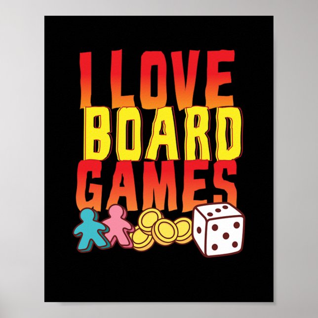 I Love Board Games Nerd Poster (Front)