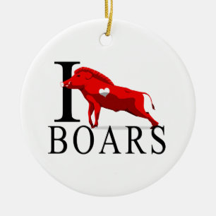 I Love Boars Ceramic Ornament