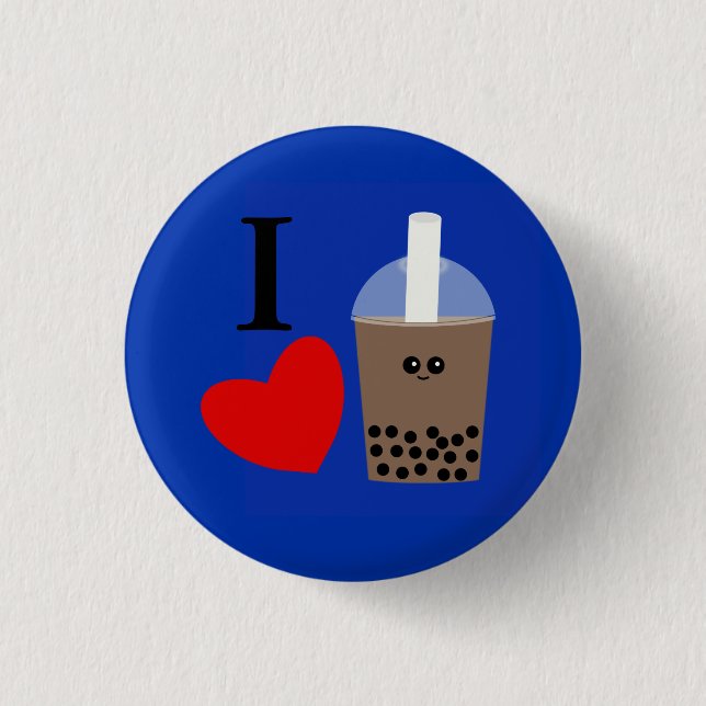 I Love Boba Drink #1 Button (Front)