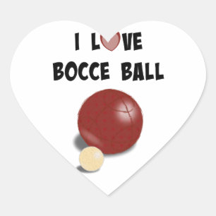 I Love Bocce Ball Heart Sticker