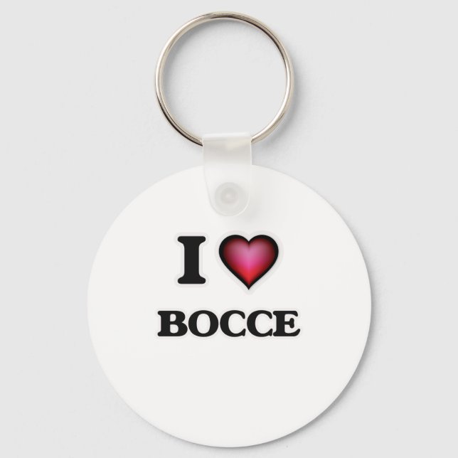 I Love Bocce Key Ring (Front)