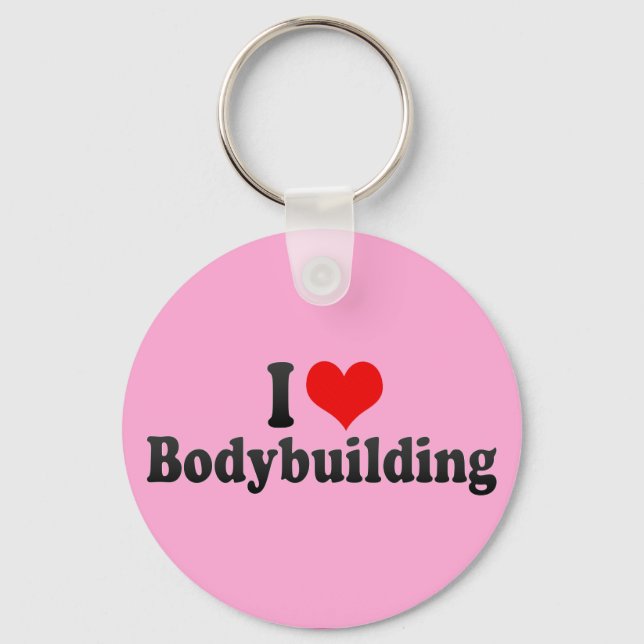 I Love Bodybuilding Key Ring (Front)