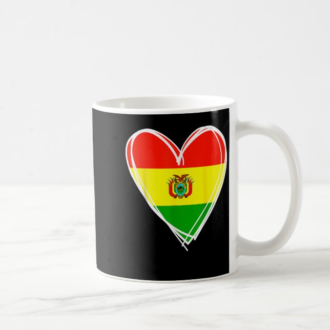 I Love Bolivia Cool Bolivia Flag Heart Design Boli Coffee Mug (Right)