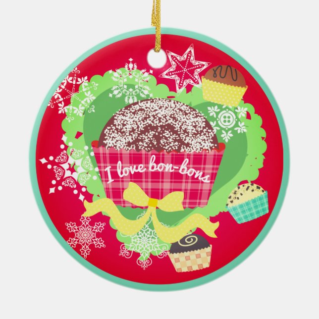I love bon bons chocolates Christmas ornament (Back)