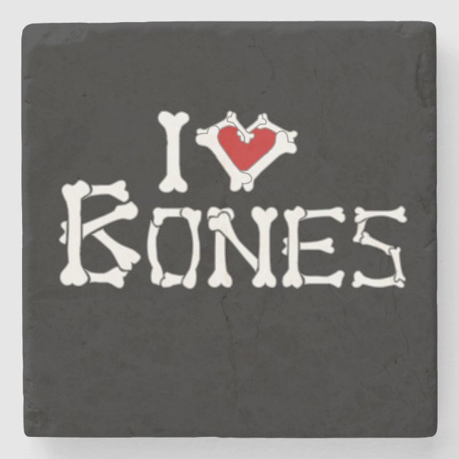I Love Bones Stone Coaster (Front)