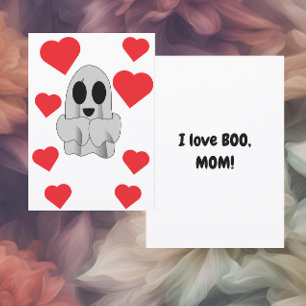 I Love BOO Mum Flat Holiday Card