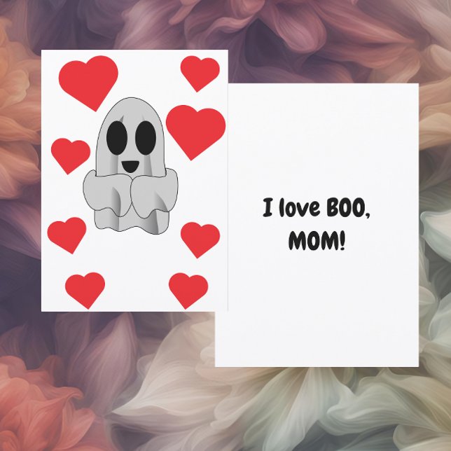 I Love BOO Mum Flat Holiday Card (Creator Uploaded)