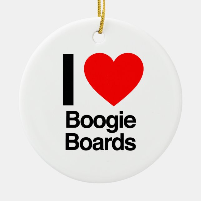 i love boogie boards ceramic tree decoration (Front)