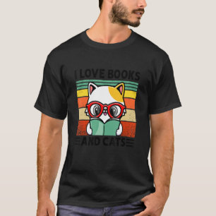 I Love Book And Cats Book Day Kids Read Librarian T-Shirt